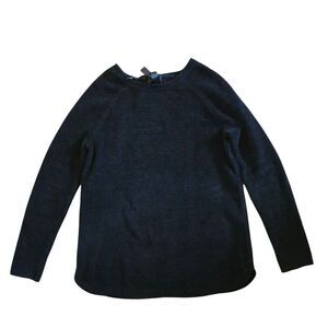 Talbots Black Sweater M Neck Tie Merino Wool Blend Quiet Luxury Old Money